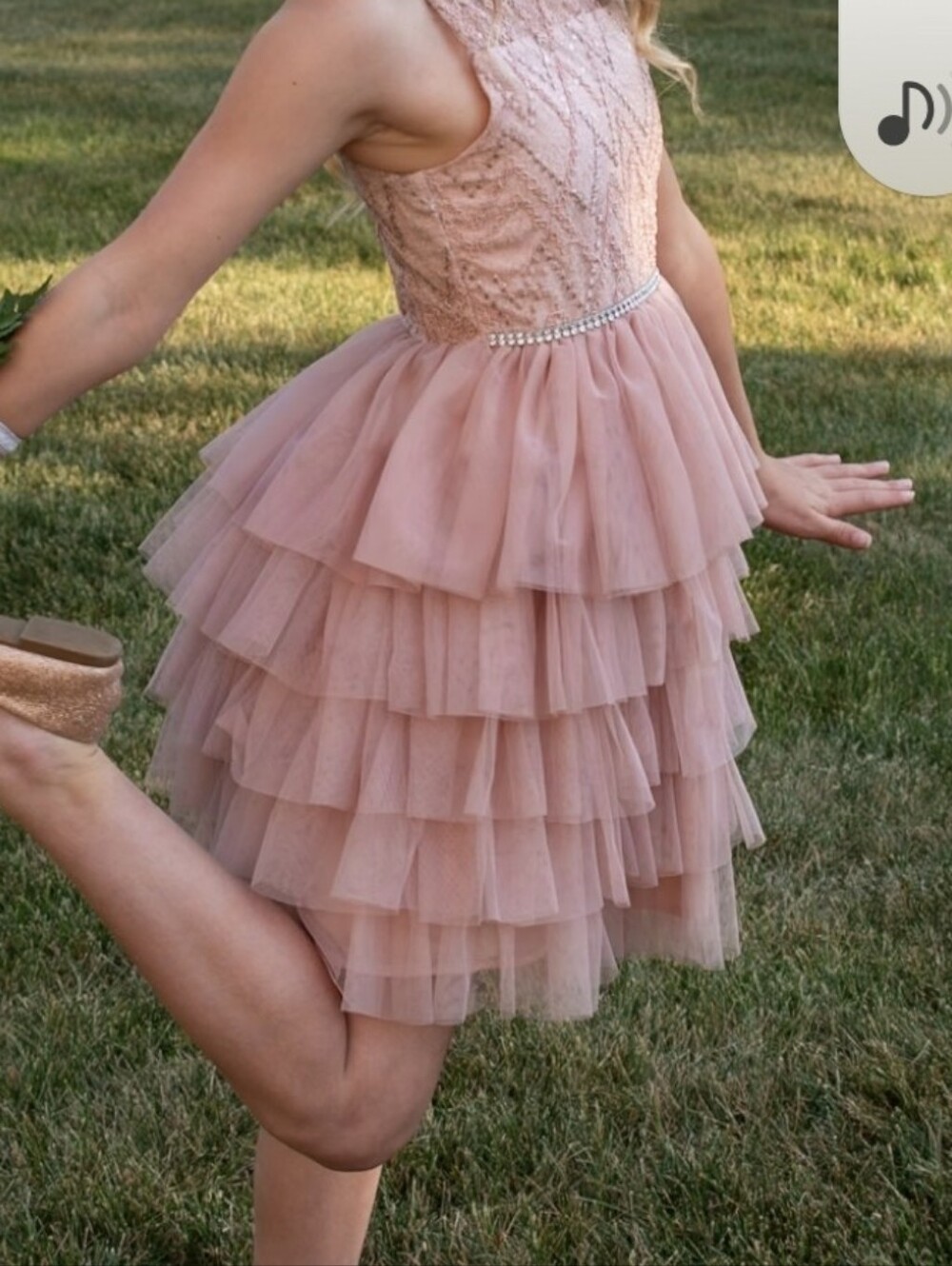 Blueberi Boulevard Pink Lace & Satin Party Dress
